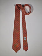 Hermès silk tie orange key pattern "UBS Bank Switzerland" 605703 FA