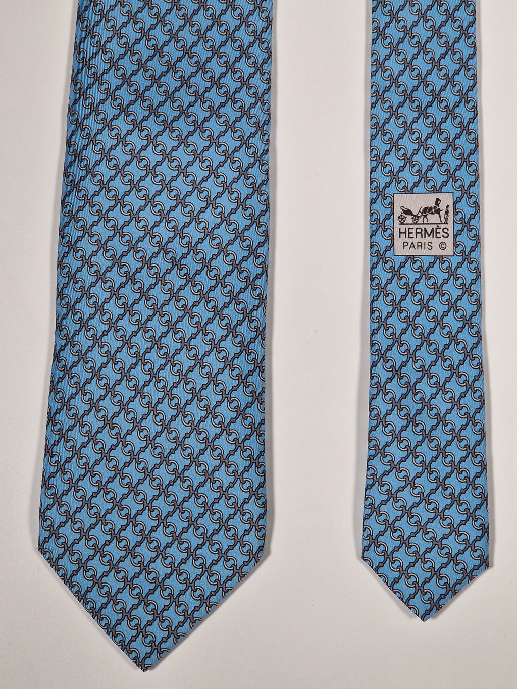 605718 Hermès tie blue equestrin pattern 605718 PA