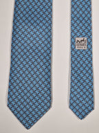 605718 Hermès tie blue equestrin pattern 605718 PA