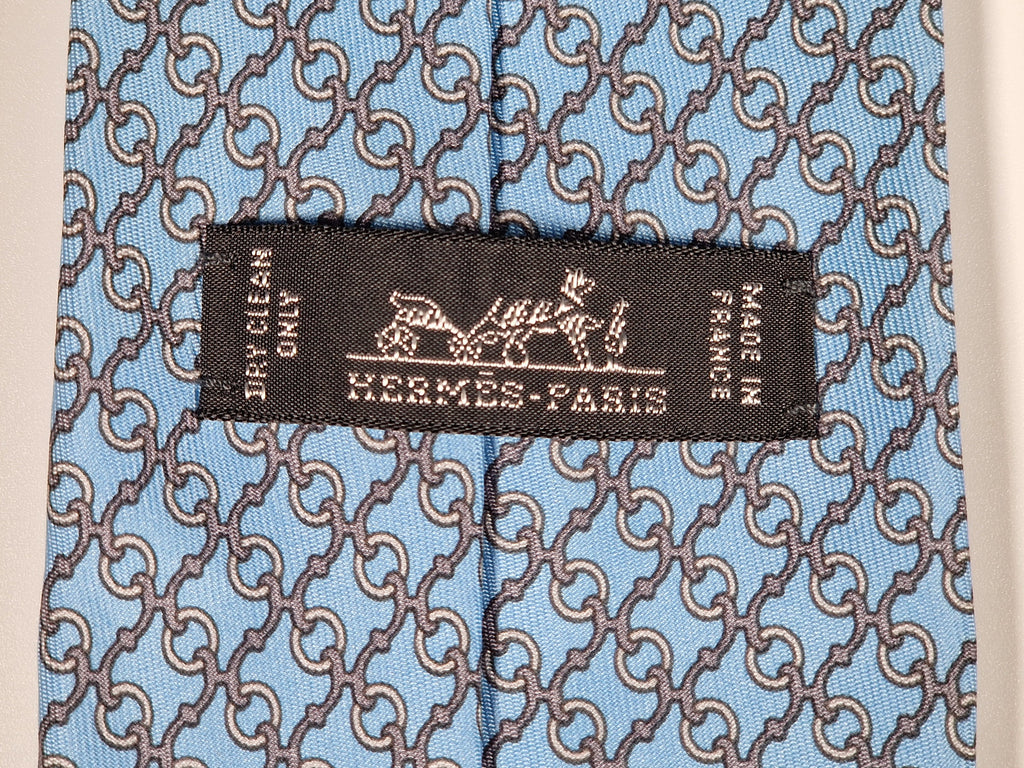 605718 Hermès tie blue equestrin pattern 605718 PA