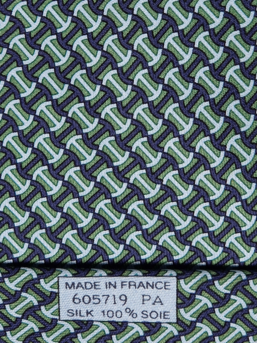 Hermès silk tie Green H pattern 605719 PA