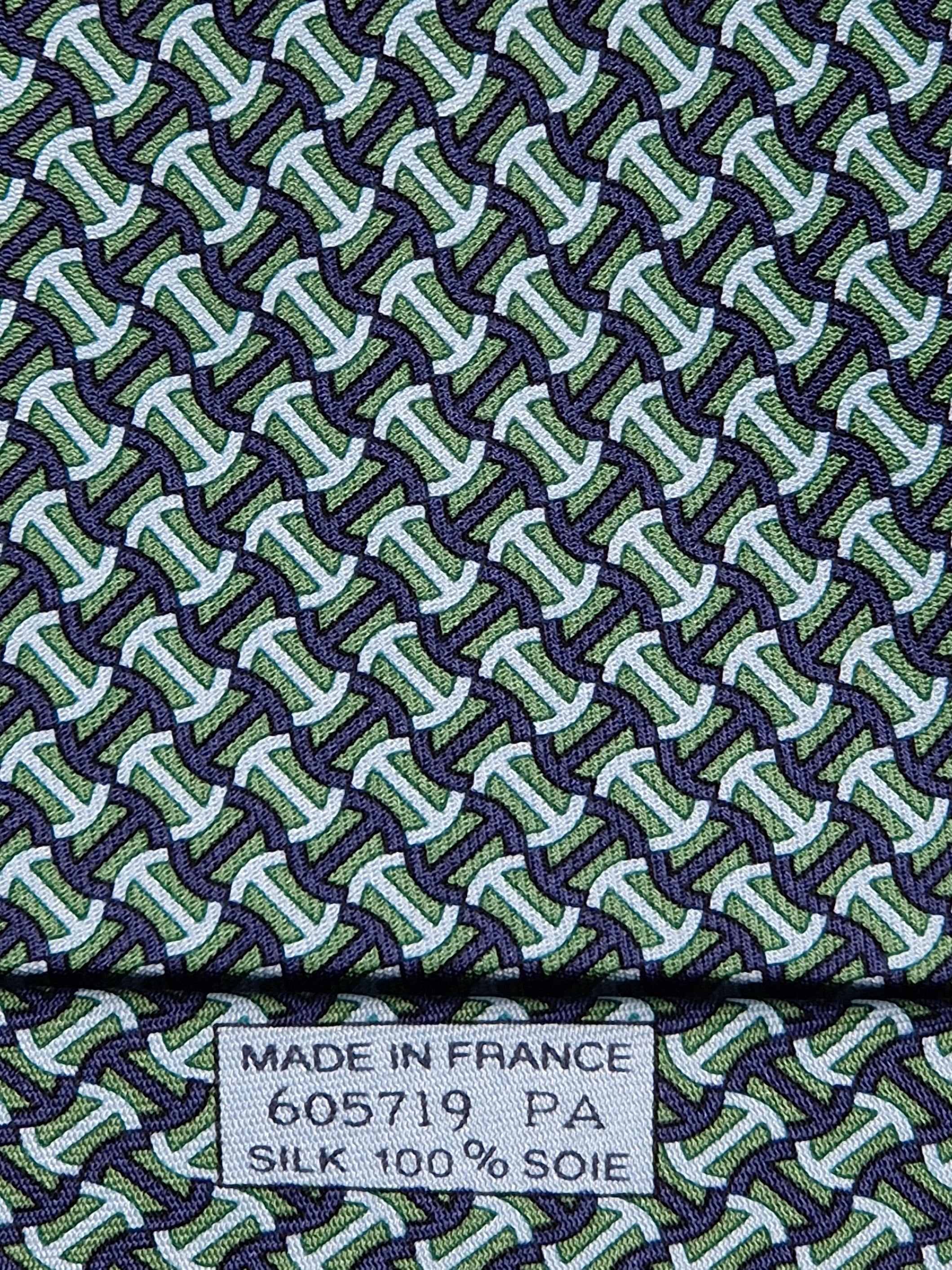 Hermès silk tie Green H pattern 605719 PA