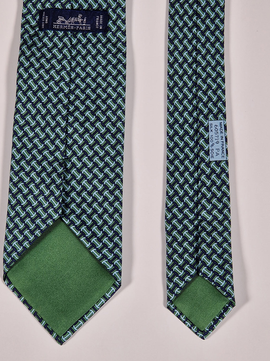 Hermès silk tie Green H pattern 605719 PA
