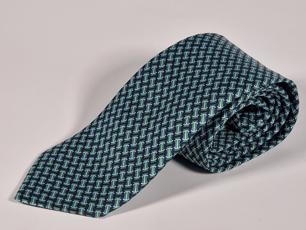 Hermès silk tie Green H pattern 605719 PA
