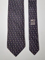 605722 Hermès tie grey whimsical fotball rabbits 605722 PA