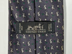 605722 Hermès tie grey whimsical fotball rabbits 605722 PA