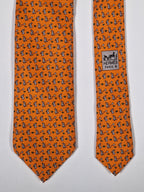 Hermès silk tie orange rabbit playing football 605722 PA