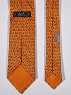 Hermès silk tie orange rabbit playing football 605722 PA