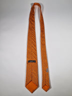 Hermès silk tie orange rabbit playing football 605722 PA