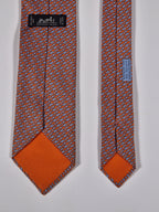 Hermès silk tie orange and blue horses 605723 HA
