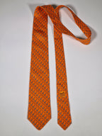 605725 Hermès tie orange Whimsical basket giraffs 605725 PA