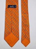 605725 Hermès tie orange Whimsical basket giraffs 605725 PA