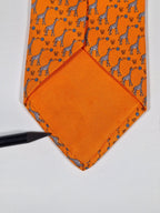 605725 Hermès tie orange Whimsical basket giraffs 605725 PA