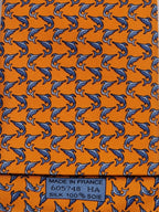Hermès silk tie orange fish pattern Hermès 605748 HA tie orange