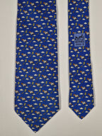 Hermès silk tie blue bird and kite whimsical pattern 605749 HA