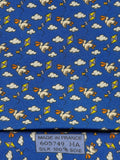 Hermès silk tie blue bird and kite whimsical pattern 605749 HA