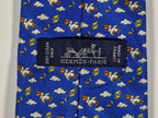 Hermès silk tie blue bird and kite whimsical pattern 605749 HA