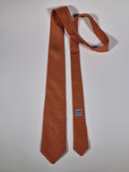 Hermès silk tie orange equestrian pattern 605778 HA