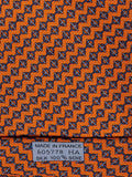 Hermès silk tie orange equestrian pattern 605778 HA