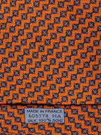 Hermès silk tie orange equestrian pattern 605778 HA