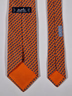 Hermès silk tie orange equestrian pattern 605778 HA