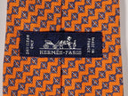 Hermès silk tie orange equestrian pattern 605778 HA