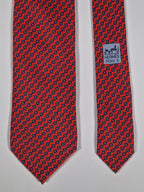 Hermès silk tie red Equestrian pattern 605778 HA