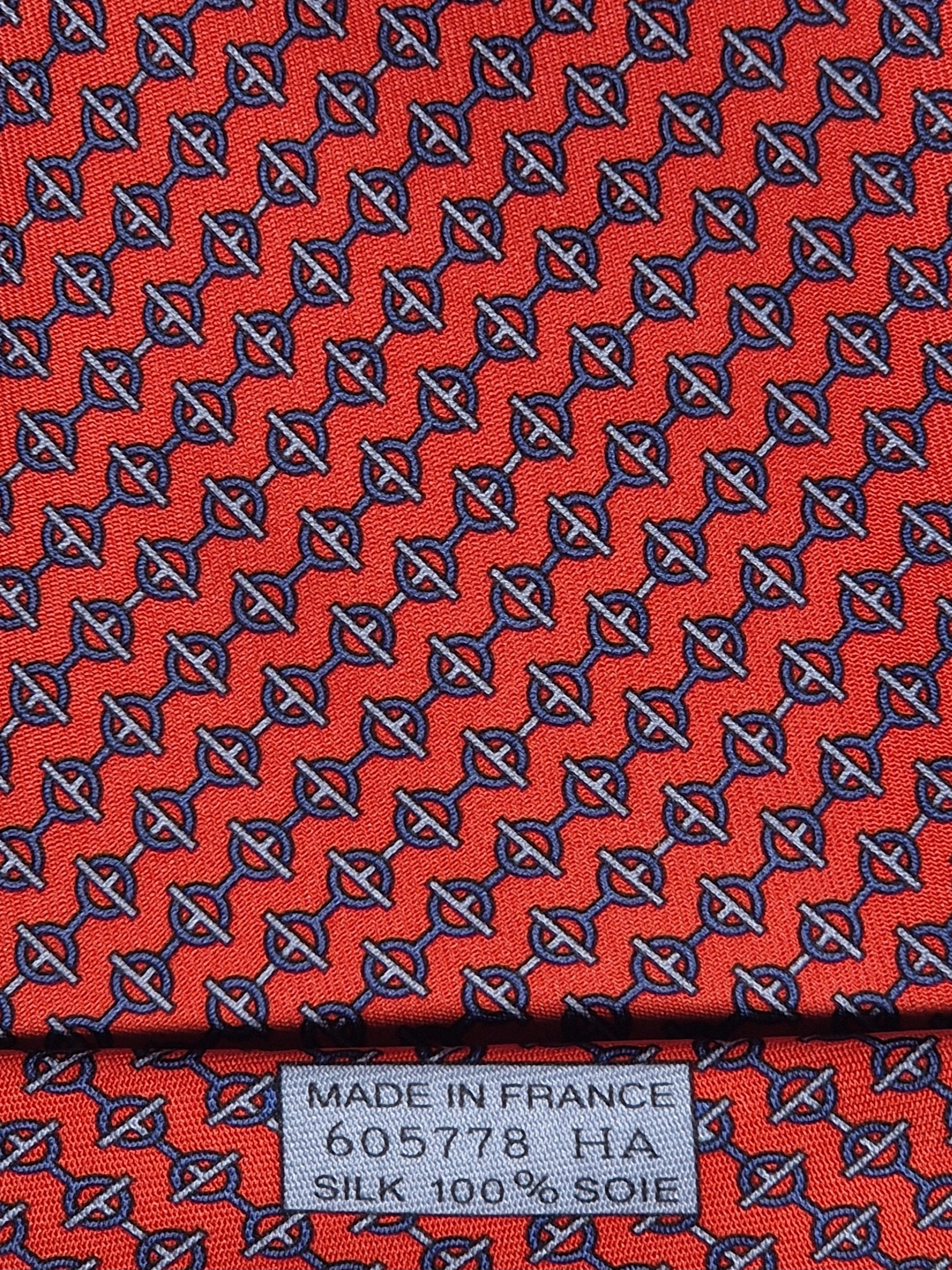 Hermès silk tie red Equestrian pattern 605778 HA