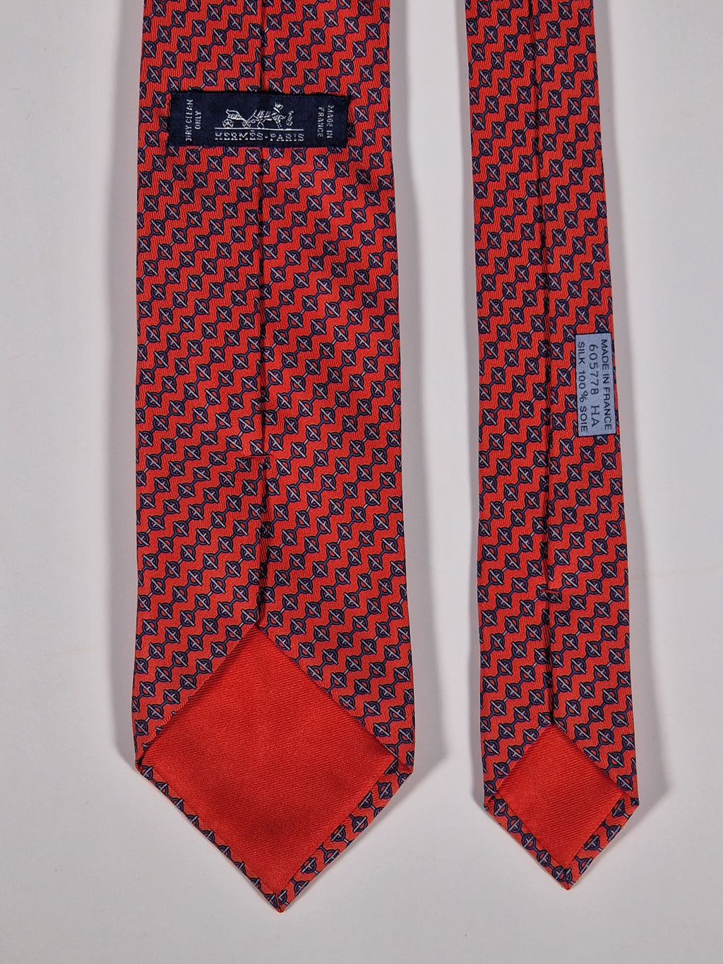 Hermès silk tie red Equestrian pattern 605778 HA