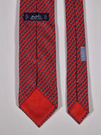 Hermès silk tie red Equestrian pattern 605778 HA