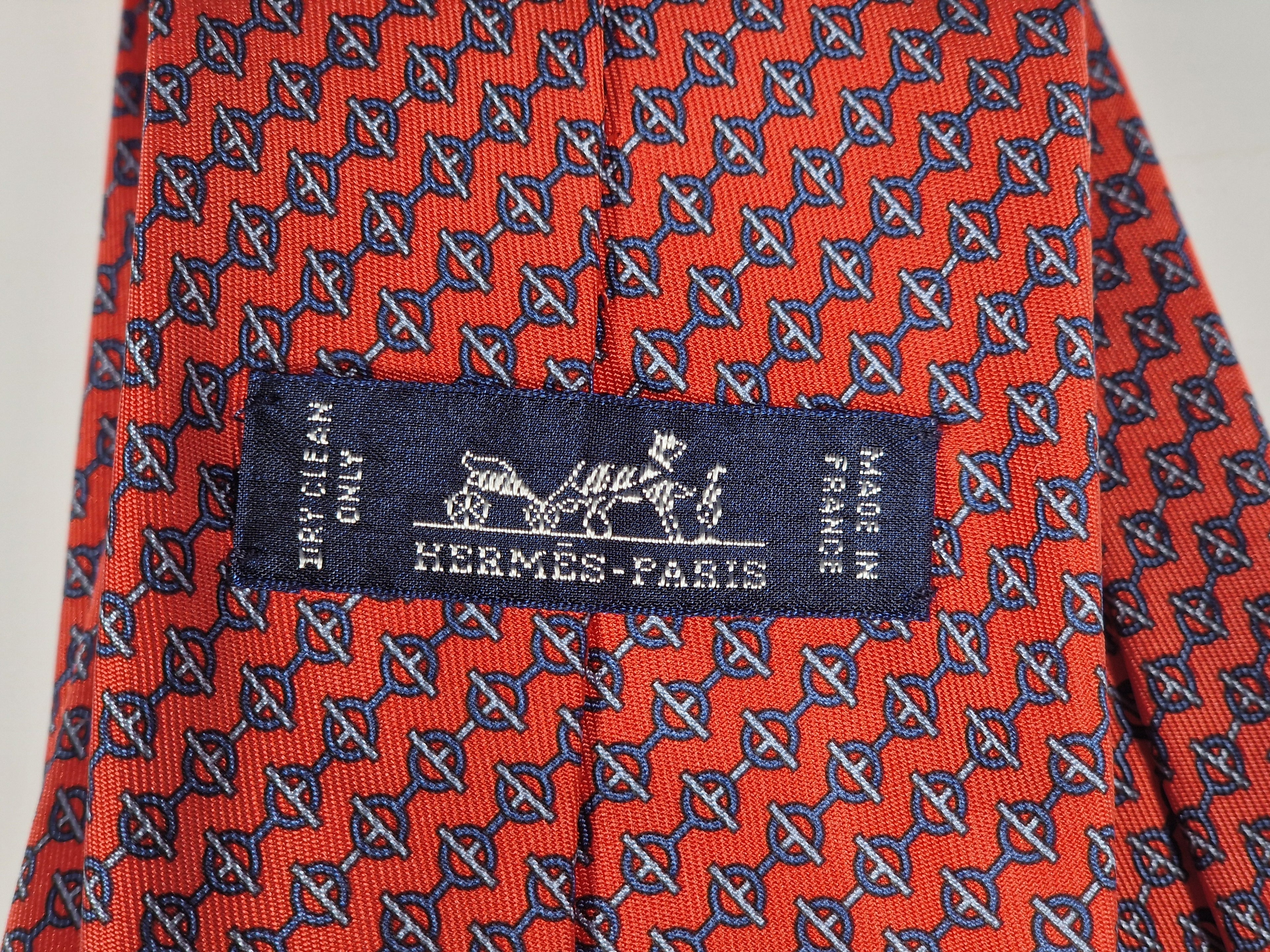 Hermès silk tie red Equestrian pattern 605778 HA