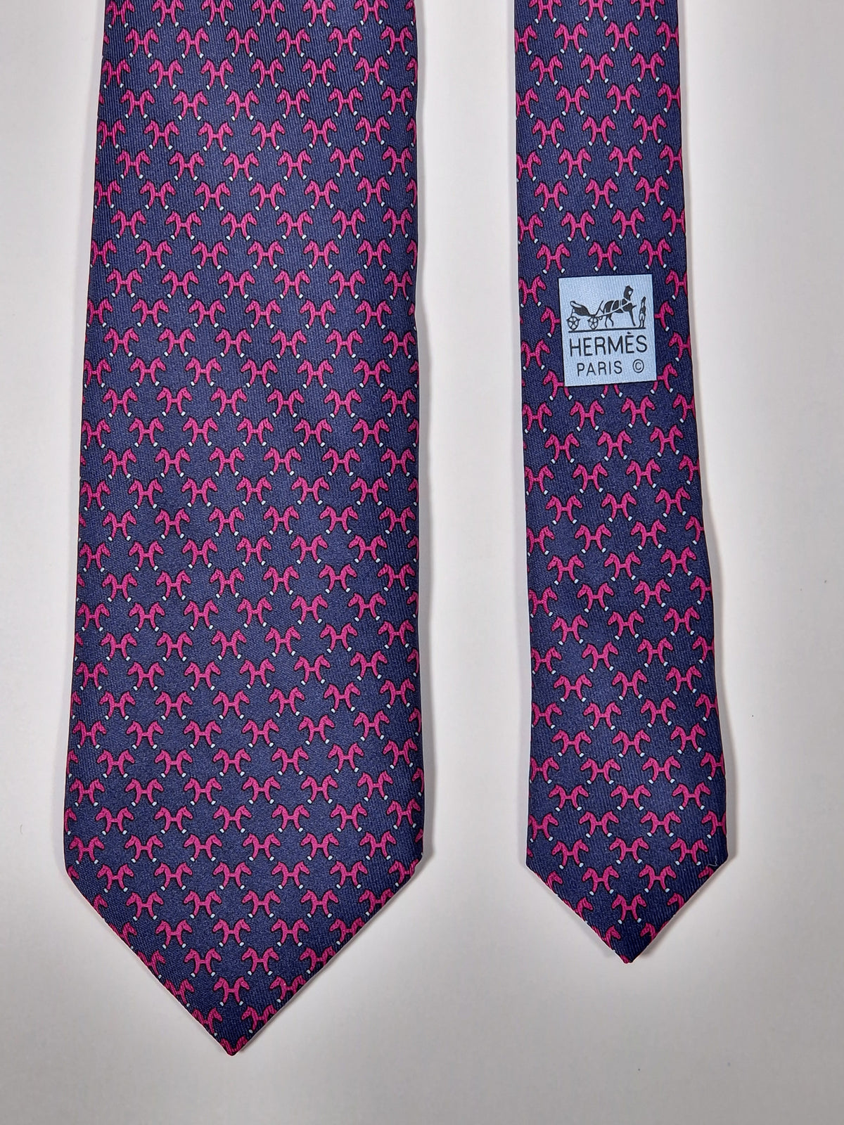 605781 Hermès tie blue H pattern 605781 HA
