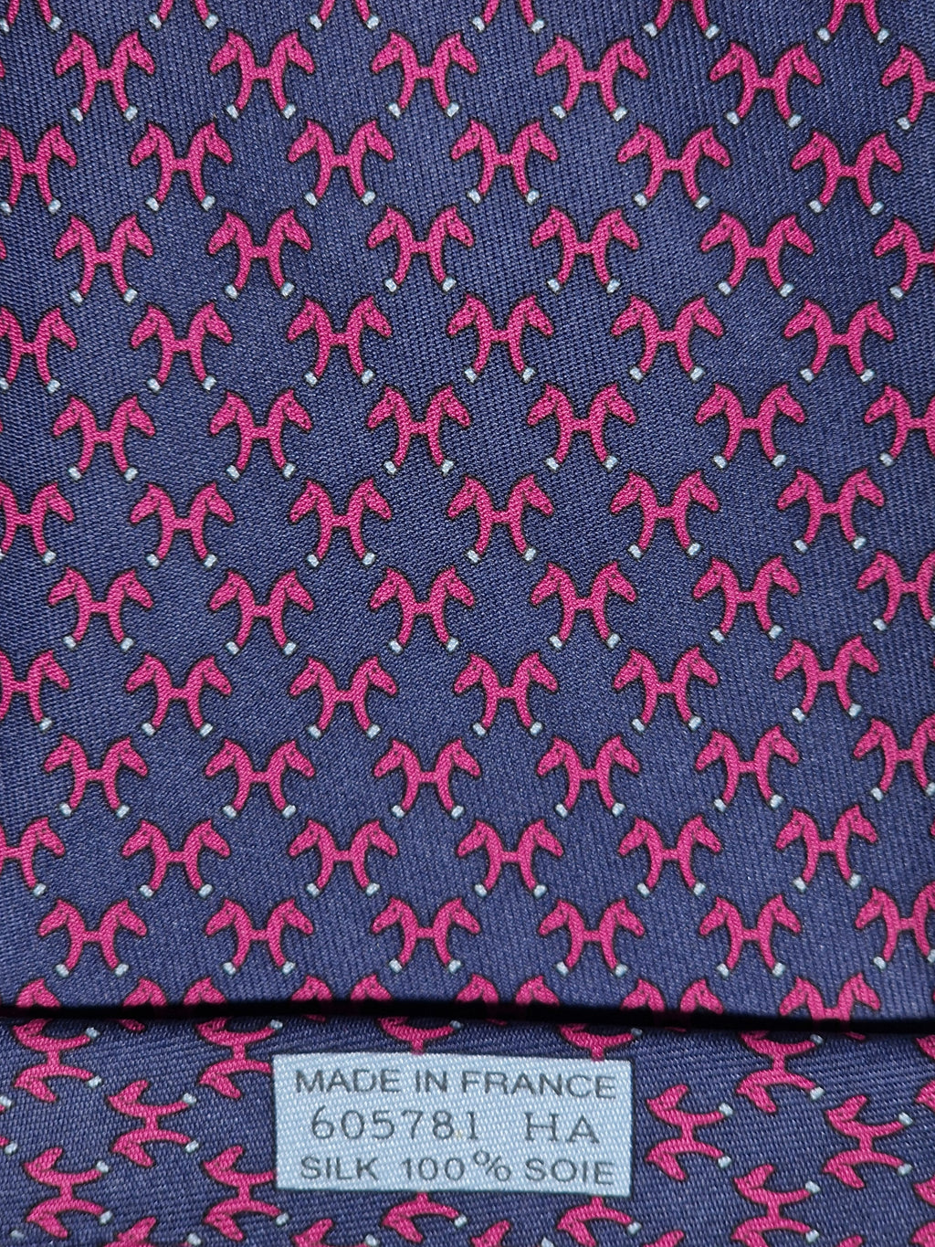 605781 Hermès tie blue H pattern 605781 HA