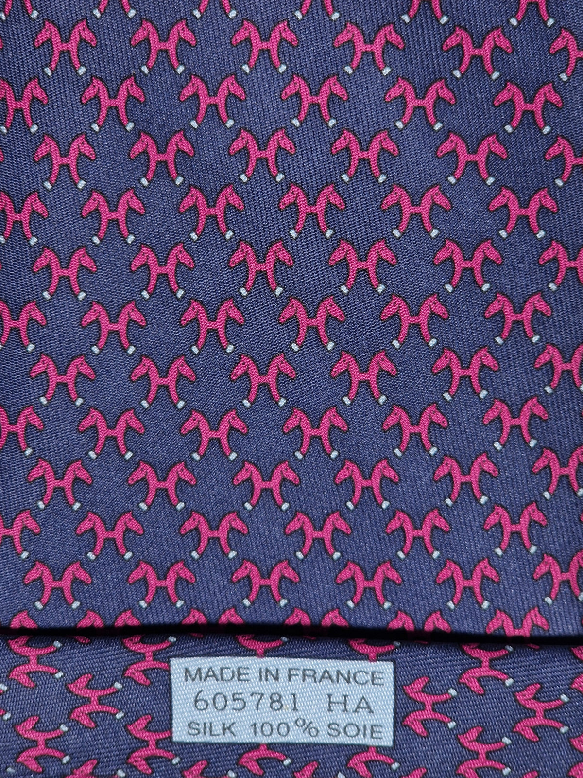 605781 Hermès tie blue H pattern 605781 HA