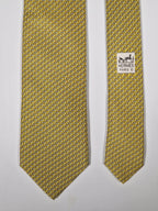 Hermès silk tie yellow H pattern 605806 IA