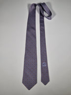 Hermès silk tie grey equestrian pattern 605813 IA