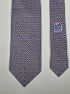 Hermès silk tie grey equestrian pattern 605813 IA