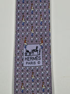 Hermès silk tie grey equestrian pattern 605813 IA