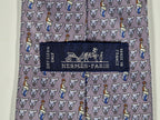Hermès silk tie grey equestrian pattern 605813 IA