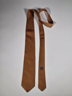 Hermès silk tie orange chain pattern 605824 IA