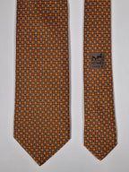 Hermès silk tie orange chain pattern 605824 IA