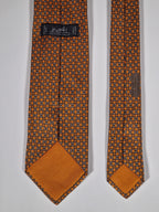 Hermès silk tie orange chain pattern 605824 IA