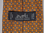 Hermès silk tie orange chain pattern 605824 IA