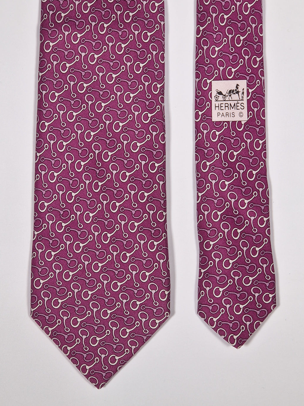 605876 Hermès tie purple equestrian pattern 605876 SA