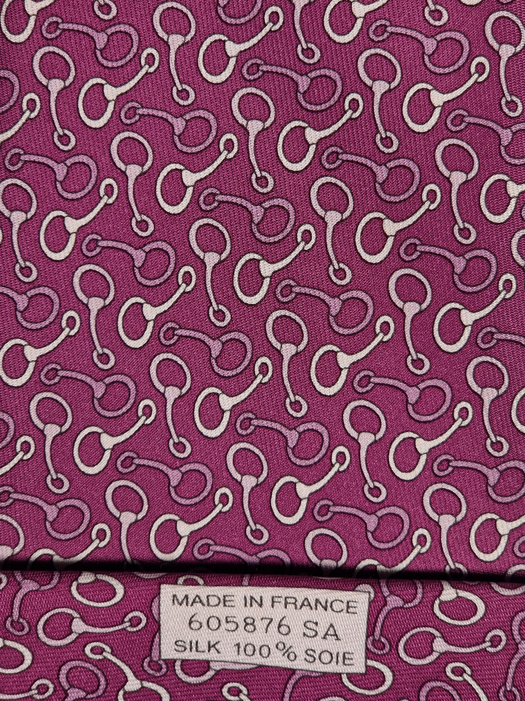 605876 Hermès tie purple equestrian pattern 605876 SA