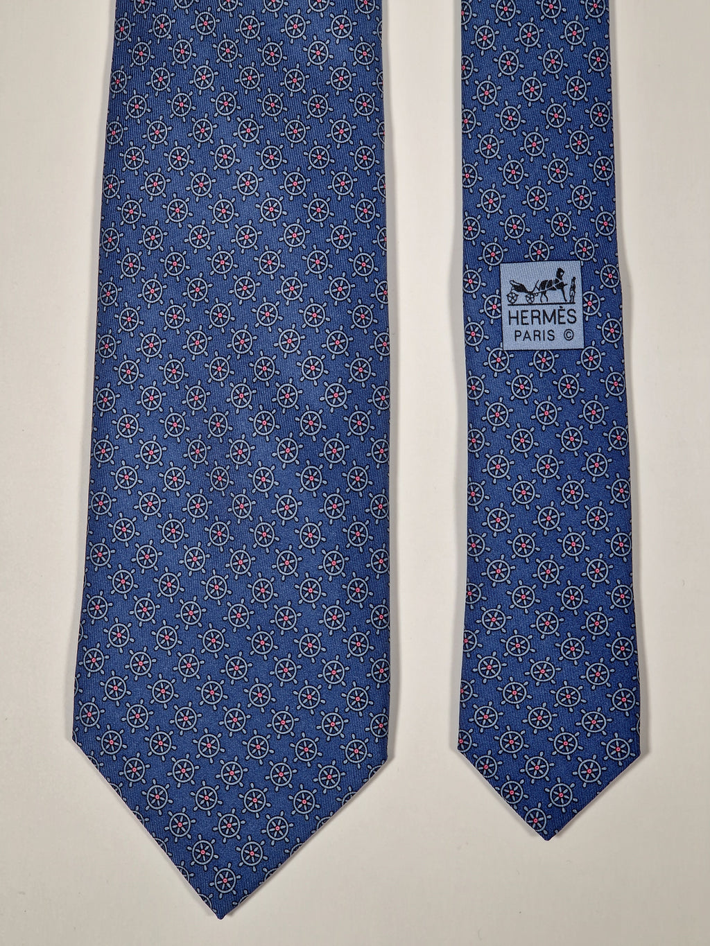 605883 Hermès tie blue nautic pattern 605883 SA