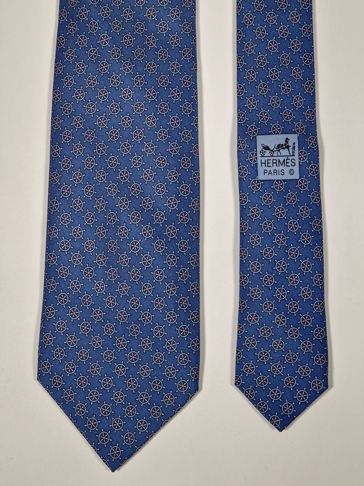605883 Hermès tie blue nautic pattern 605883 SA