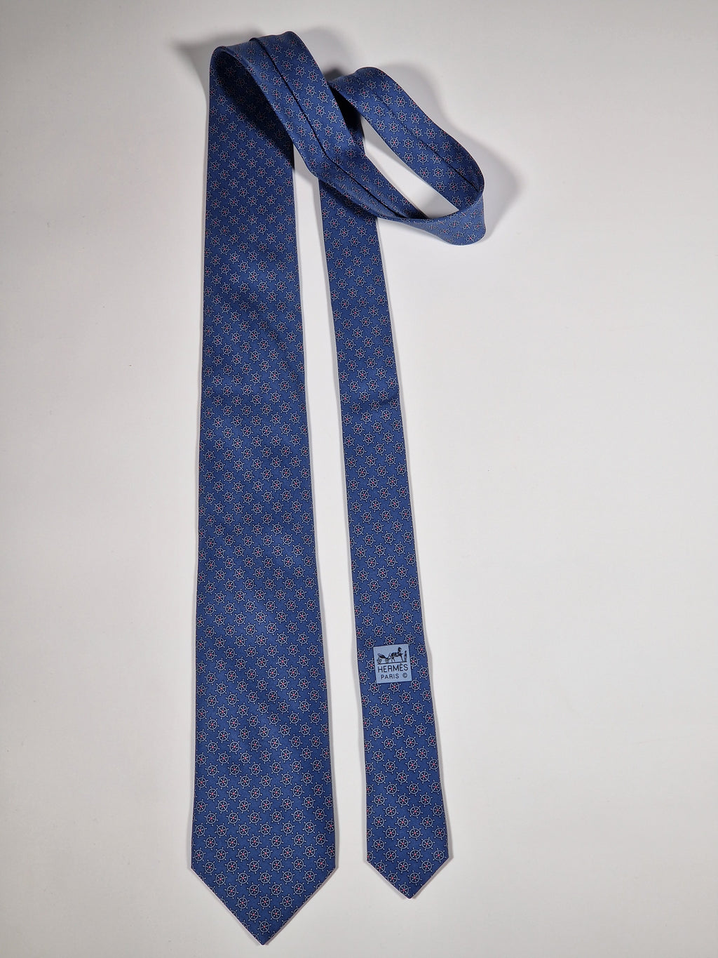 605883 Hermès tie blue nautic pattern 605883 SA