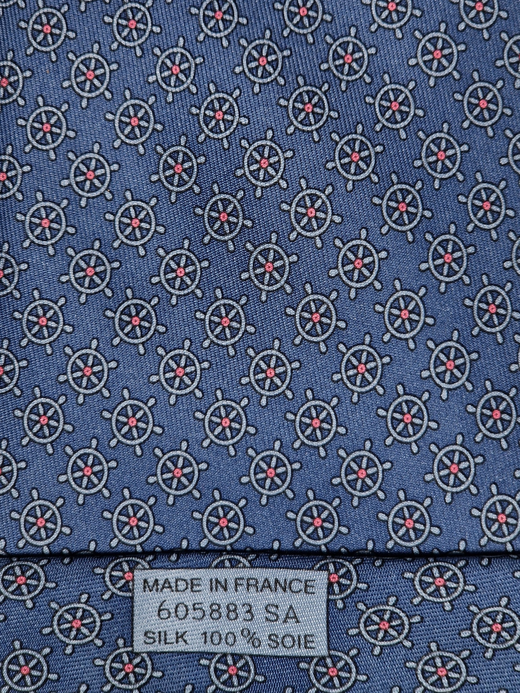 605883 Hermès tie blue nautic pattern 605883 SA