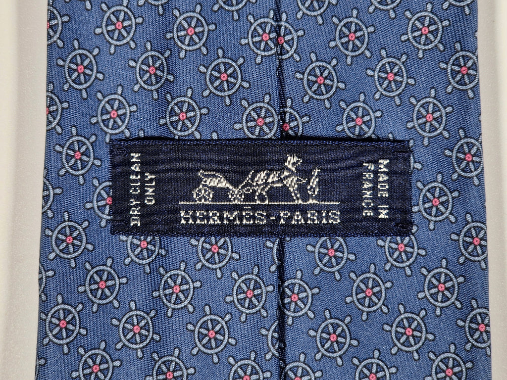 605883 Hermès tie blue nautic pattern 605883 SA